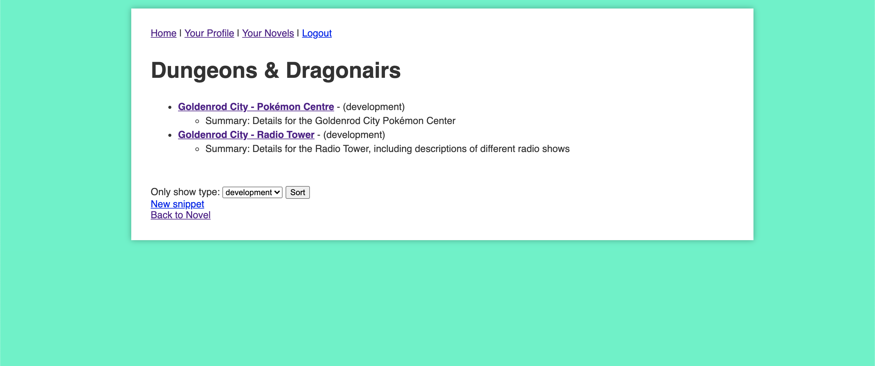 Screenshot of app